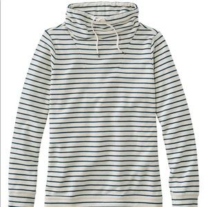 LL Bean Striped Blue White Cowl Neck